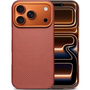 Premium Orange Aramid Fiber Phone Case for iPhone 17 pro max, Slim Protective Cover with Camera Protection, Fit for Magsafe (Orange, iPhone 17 pro max)