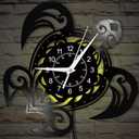 Sea Turtle Wall Clock Glow in the Dark, 12 Inch 7 Kinds of LED Color Vinyl Record Wall Clock Silent Non Ticking, Vintage Decorative Turtle Night Light Wall Watch Clock for Living Room Bedroom