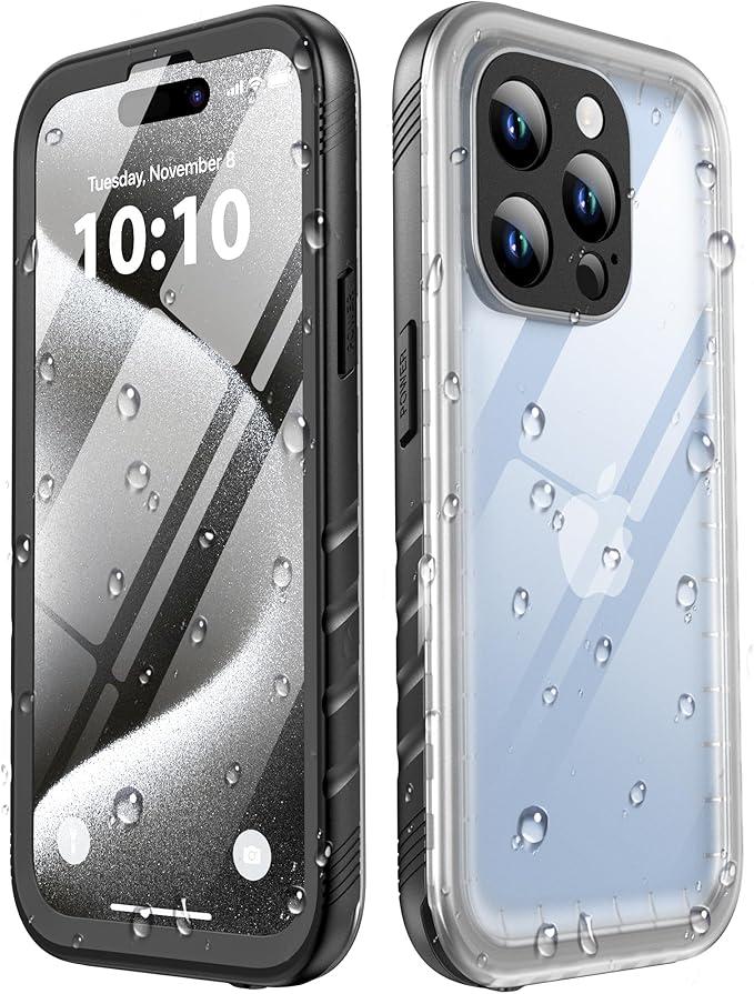 SPORTLINK for iPhone 15 Pro Max Case Waterproof  Buit in Screen Protector [Compatible with MagSafe][IP68 Underwater][6.6FT Military Dropproof][Dustproof] Full Body Shockproof Case 6.7" Black