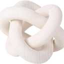 Wood Knot Chain Link Decor - 3 Link Boho Wooden Hand Carved Decorative Wooden Links Knots for Coffee Table Entryway Modern Farmhouse Shelf Decoration (White)