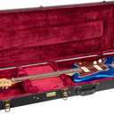 Crossrock Wooden Guitar Case -Fits Jazzmaster (Modern Style)/Jaguar Style Electric Guitars- Vintage Hardware, Sponge Lining, Metal Feet, Storage Space-Black (CRW520JMBK)