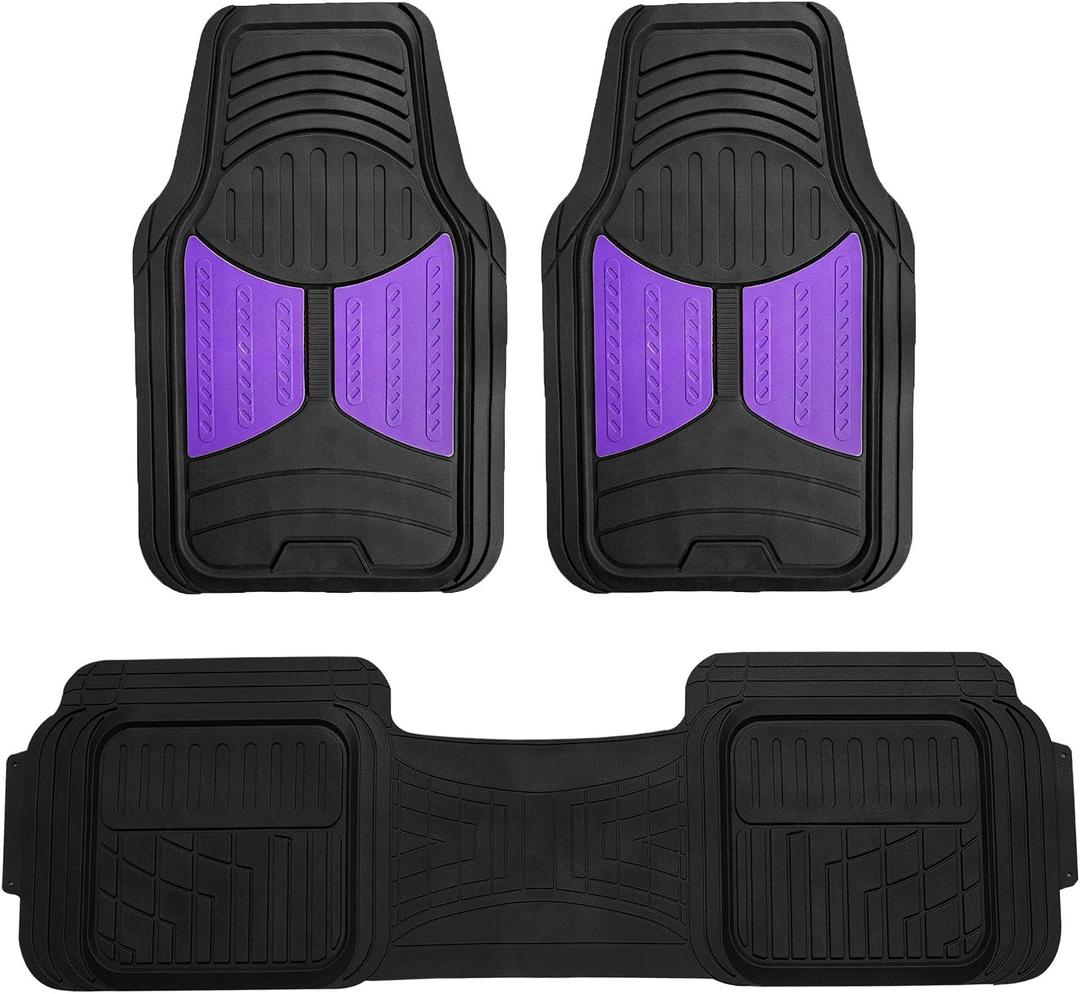FH Group Car Floor Mats - Heavy-Duty Rubber Floor Mats for Cars, Universal Fit Full Set, Trimmable Automotive Floor Mats, Climaproof Floor Mats for Most Sedan, SUV, Truck Floor Mats Purple