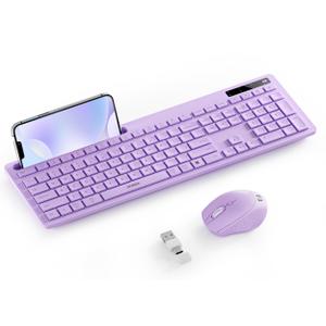 Wireless Keyboard and Mouse for MacBook, seenda FullSize Wireless Keyboard with Phone Holder, 2.4G USB A & Type C Receiver, Compatible for Mac, MacBook/Air/Pro Windows Computer/Desktop/Laptop, Purple
