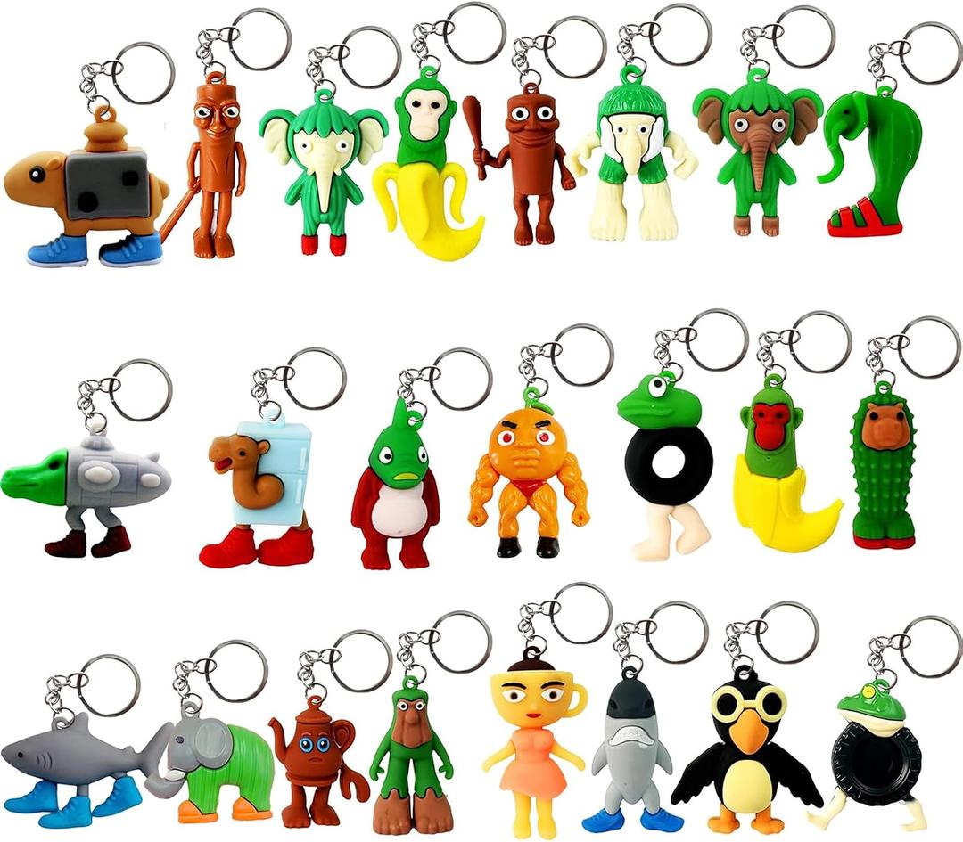 24PCS Brainrot Toys Italian Memes Keychain Tung Tung Tung Sahur Keychain Tralalero Tralala Toys Figurine Easter Stuffers Gift for Easter Birthday