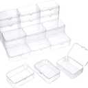 SATINIOR 24 Packs Small Clear Plastic Beads Storage Containers Box with Hinged Lid for Storage of Small Items, Crafts, Jewelry, Hardware (3.5 x 2.4 x 1.2 Inches)
