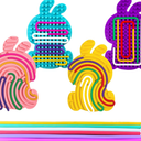 YQUQWN 4 Pcs Bunny Sensory Activity Board Double Sided Silicone Sensory Fidget Toys with 24 Strings for Kids, Adults Calming for ADHD, Autism, Anxiety for Easter Stuffers, Bulk Party Favors