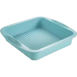 Thickened Silicone Cake Pan and Moldes Para Gelatinas, Heavy Duty Cake Mold for Baking, BPA Free, Mint Green (Rectangle 10"x10" / 1Pcs)