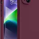 Miracase Designed for iPhone 14 Case with Screen Protector,[Upgraded Enhanced Camera Protection],Shockproof Liquid Silicone Case with Microfiber Lining, 6.1 inch, Wine Red