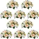 NUPTIO Artificial Flower Centerpieces for Tables: 10 Pcs Peachy Champagne & White Flower Ball Arrangement for Wedding Party - 9.5 Inch Diameter Floral Rose for Bridal Shower Decor