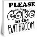 3 x Humorous Bathroom Wooden Block Plaque - White Tabletop Sign Decor - 5"x5" Public Bathroom Wood Block - Funny Desk Gifts Decoration & Supplies - A11