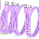 LOFPYE 3-Pack Purple [3.3FT+3.3FT+6FT] USB A to USB C CableUSB to USB C Car Carplay Cable for iPhone 16 15 Pro Plus Pro Maxfor iPad Pro/Air/Minifor Samsung S24/S23/S22for MacBook Pro/Air and More