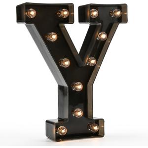 OYCBUZO Light Up Black Alphabet Marquee Letters Sign LED Marquee Number Lights Sign for Night Light Home Bar Christmas Lamp Birthday Party Wedding Decorations Y