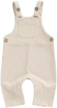Ledy Champswiin Infant Boy Girl Overalls Gender Neutral Baby Solid Color Clothes Suspender Pants 3 months