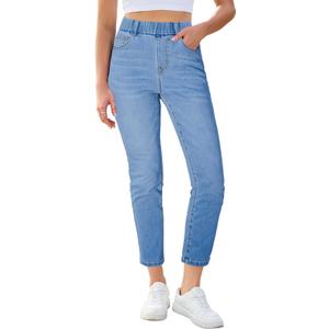 GRAPENT Womens Straight Leg Jeans Blue Jeans for Women Crop Straight for Women High Waisted Pants Stretch Leg Womens Cropped Seaside Blue Size Large US 12 to 14