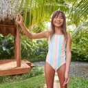 Hurley Girls One Piece Swimsuit (7, Pale Ivory/Multi Stripe)