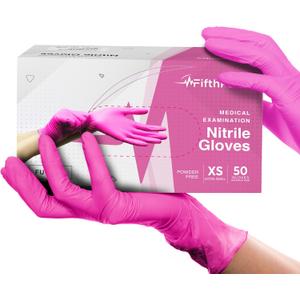 FifthPulse Fuchsia Hot Pink Nitrile Disposable Gloves - 3 Mil Nitrile - Powder and Latex Free - Surgical Medical Exam Gloves (Medium)