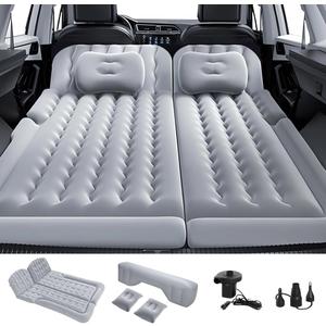 Car Air Mattress SUV Air Mattress, SUV Mattress Camping Bed with Travel Pillow Air, Foot Pier, Air Pump, Inflatable Mattress for Car Grey