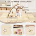 5-in-1 Plush Baby Play Gym, Baby Play Mats, Convertible Baby Gym, Tummy time mat, 6 Sensory Toys, Activity Center, Ball Pit, Cream