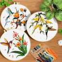 ERKOON 3 Sets Embroidery Kit, Hummingbird Cross Stitch Set for Include Embroidery Cloth Hoops Threads for Craft Lover Hand Stitch (Hummingbird)