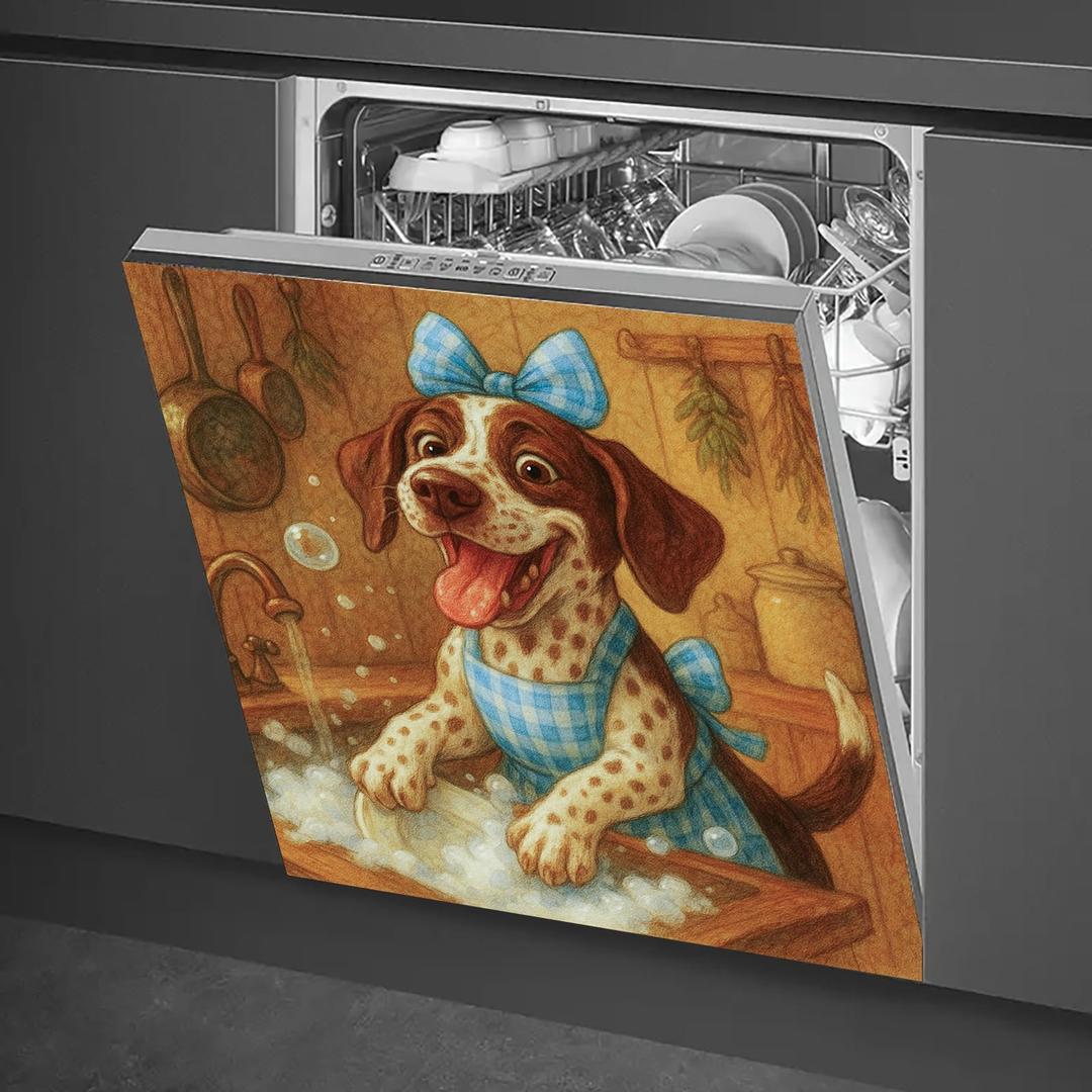 HOMETITUTE Dishwasher Magnet Cover 23x26 Inch Dog Dishwashing Pattern