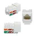 VCE RJ45 Cat6A Keystone Jack UL Listed 25-Pack, 10 Gbps Slim Profile Modular Ethernet Jacks Insert 110-Type UTP 90-Degree, White