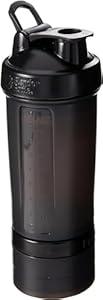 BlenderBottle Shaker Bottle with Pill Organizer and Storage for Protein Powder ProStak System, 22-Ounce, Black