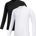 Stelle Youth Girls Athletic Performance Long Sleeve Shirts V Neck Moisture Wicking Base Layer Undershirt (M)