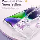 GVIEWIN for iPhone 14 Plus Case Floral, with Screen Protector&Camera Lens Protector,[Non Yellowing]Soft Shockproof Clear Phone Protective Cover for Women, Flower Pattern Design 6.7"(Foliolosa/Purple)