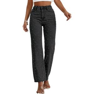 Baggy Jeans for Woman High Waisted Loose Straight Leg Wide Leg Denim Jean Womens Boyfriend Y2K Pants Trendy (Black)