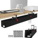 KEEGH Extra Large 48" Under Desk Cable Management Tray - Under Desk Cord Management - Clamp/Screw Mount - Support Upto 70lbs - Fabric Wire Management - Cable Raceways Tray Cord Hiders for Office/Home (Black)