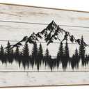 Tucai Decor Rustic Wood Grain Mountain Forest Wall Art for Living Room Bedroom Modern Framed Canvas Print Landscape Decor 20x40 Inch Serene Nature Home Art