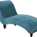 FantasDecor Chaise Lounge Slipcover Velve Luxury Stretch Chaise Covers for Living Room Indoor Ultra Soft Machine Washable, Peacock Blue (No Armrests)