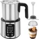 Gevi Hot Chocolate Maker with 5 in 1 Milk Frother and Steamer, Professional Milk Steamer, 17 oz/3.5 oz, Stainless Steel, Hot and Cold Milk Frother for Latte, Macchiato, Cappuccino and Hot Chocolate (Silver)