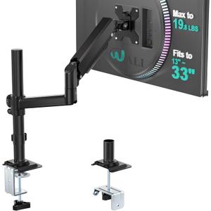 WALI Single Monitor Arm 13-33 Inch, Single Monitor Mount, Vesa Desk Mount up to 19.8lbs Single Monitor Stand with Clamp, VESA 75x75mm or 100x100mm Compatibility(GSDM001), Black
