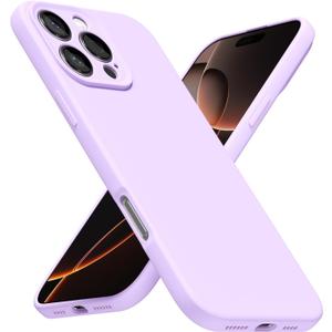 LoeoeL for iPhone 16 Pro Phone Case Silicone, Minimalist Ultra Thin Slim Soft Rubber Gel Solid Color Matte TPU Cute Case for Women Men, Girly Plain Aesthetic Design & Camera Cover, Purple Lavender (Lilac)