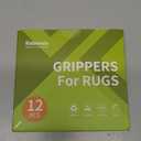 Rabenda 12 Pcs Rug Tape, Non Slip Rug Pads Grippers for Hardwood Floors and Tiles, Reusable Carpet Tape for Area Rugs, Double-Sided Adhesive Rug Stickers Keep Corners Flat (Black)