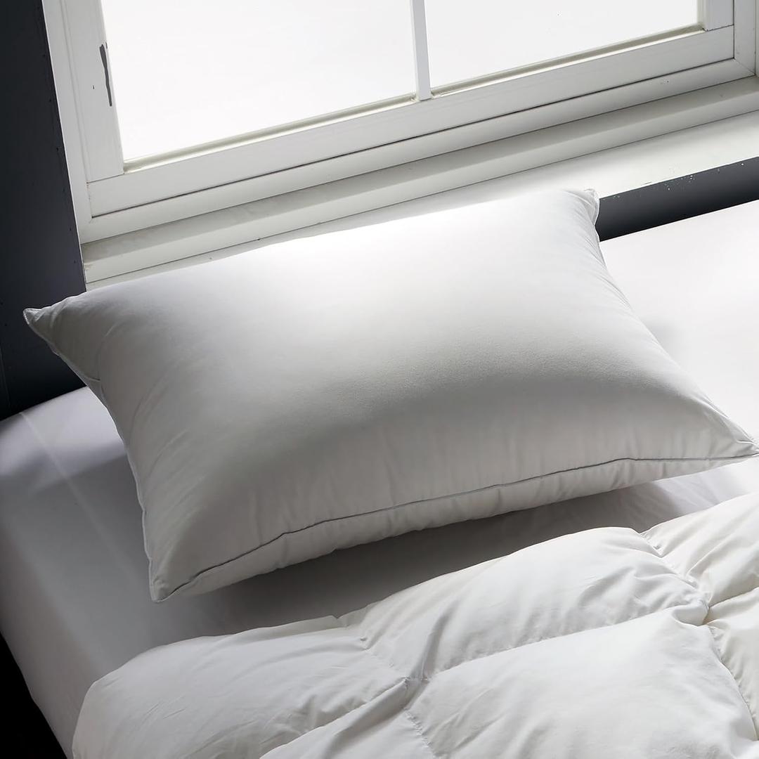 Globon King Size Firm Down Feather Pillow,Hotel Collection Bed Pillow for Side & Back Sleepers, 100% Cotton Cover, Luxury 3-Layer Support Pillow, 20x36 Inch (1 Pack)