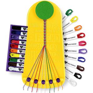 Choose Friendship Bracelet Making Kit  20 Pre-Cut Threads, Portable Loom with Storage, Makes 8 Bracelets, Craft Gift for Kids Ages 8+, Yellow Pineapple