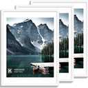 Hongkee 18x24 Frame Set of 3 - Display 16x20 Photo with Mat or 18 x 24 Poster without Mat, Wall Mounting Horizontal and Vertical, White