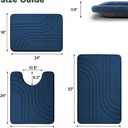 YIHOUSE 3 Piece Navy Blue Bathroom Rug Set, Soft Non Slip Bath Mats, Extra Thick Memory Foam, Machine Washable for Tub, Toilet and Floor