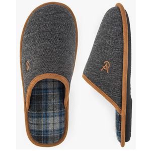 VeraCosy Men's Knitted Scottish Slippers with Soft Memory Foam Non Slip Indoor Rubber Sole