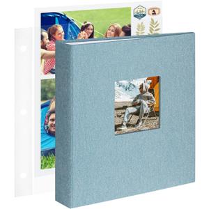 1DOT2 8.5x11 Inch Large 3 Ring DIY Scrapbook Photo Album with 30 Plastic Sleeves 60 Pages Blank Scrapbooks, 8.5 x 11 Scrap Book Albums for Baby Travel Wedding Graduation kids (Cyan Blue)