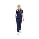 KUNGFU SCRUBS Scrubs for Women Set V-Neck Top & Straight Leg Pants 12 Pockets for Nurses & Healthcare Workers XL