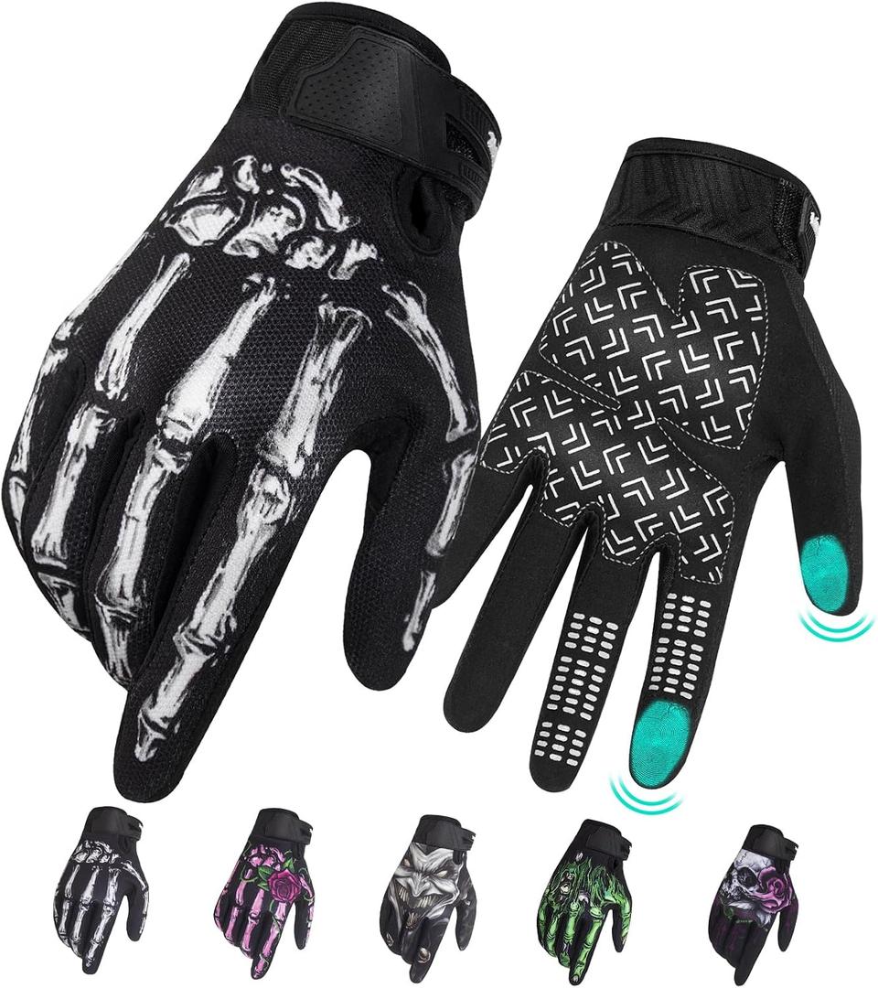 RIGWARL Motorcycle Gloves for Men Women Touchscreen, Lightweight Dirt Bike Glove Non-Slip, Skeleton Motorcycle Riding Glove