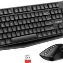 Wireless Keyboard and Mouse Combo, memzuoix 2.4G Full-Size Ergonomic Keyboard Mouse Set, Lag-Free Cordless One USB Receiver for PC, Laptop, Windows, Mac (Black Keyboard + Black Mouse)