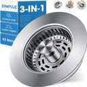 1S-Install Upgraded Kitchen Sink Strainer & Stopper  Pop-Up Fast Drain, Anti-Clog Basket & Deodorizing Cover  Fits US Standard 3.5 in Drain, 3 in 1 Stainless Steel Sink Drain Strainer (Snow)