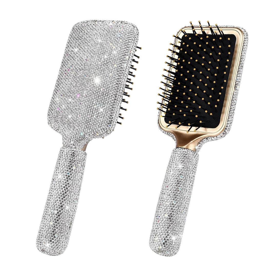 Bling Rhinestone Paddle Hair Brush, Luxury Detangling Brush, Gift for Mother's Day, Birthday, Wedding for Women, All Hair Types