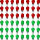 48 Pcs Christmas Colored LED String Light Bulbs Plastic Waterproof S14 Replacement Bulbs E26 Base 1 Watt LED Bulb for Indoor Outdoor String Lights Christmas Decoration(Red and Green) (Copper)