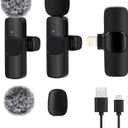 𝟮𝟬𝟮𝟰 Professional Wireless Lavalier Microphone for iPhone iPad, Wireless Microphone- 2 Pack Noise Canceling Crystal Clear Recording with USB-C, Live Streaming, YouTube, TikTok