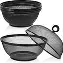 Suclain 4 Pcs Mesh Food Covers with Lid Fruit Basket with Lid, Food Bowls Fly Proof Tents for Kitchen, Restaurants, and Outdoor 10 Inches Ideal for Fruit, Vegetable Storage and Housewarming(Black)